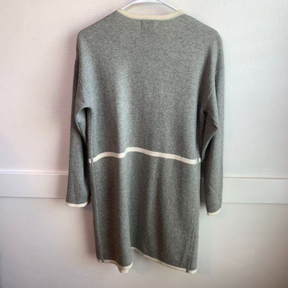 Jigsaw Gray & Off White Open Long Sleeve Cardigan - Picture 2 of 4